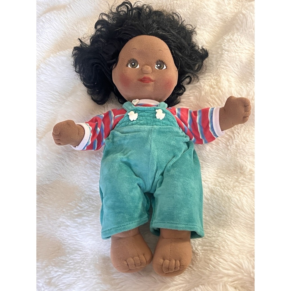 1985 Vintage  My Child Doll By Mattel African American Blue Overalls Stripes